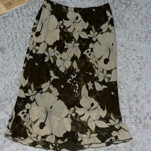 Midi floral green/brown skirt